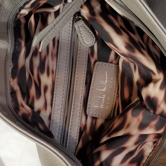 Nicole Miller Gray Boho Style Foldover Back with Curved Corner Zippered Pockets - Picture 14 of 15